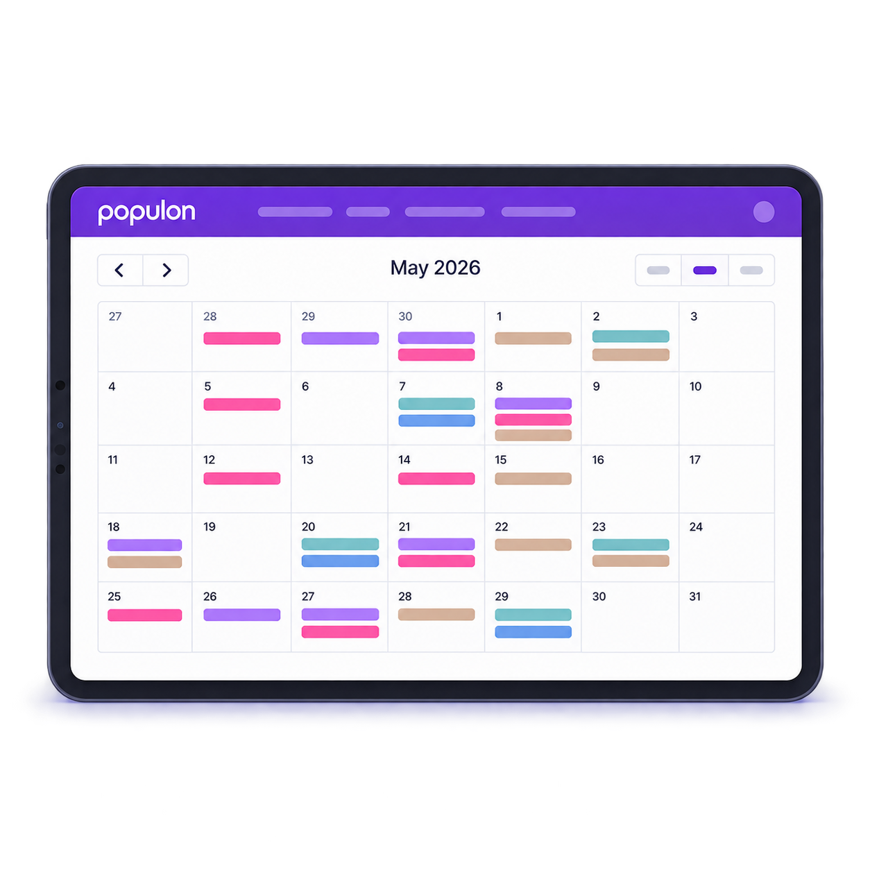 Graphic illustration of the Populon shared calendar.