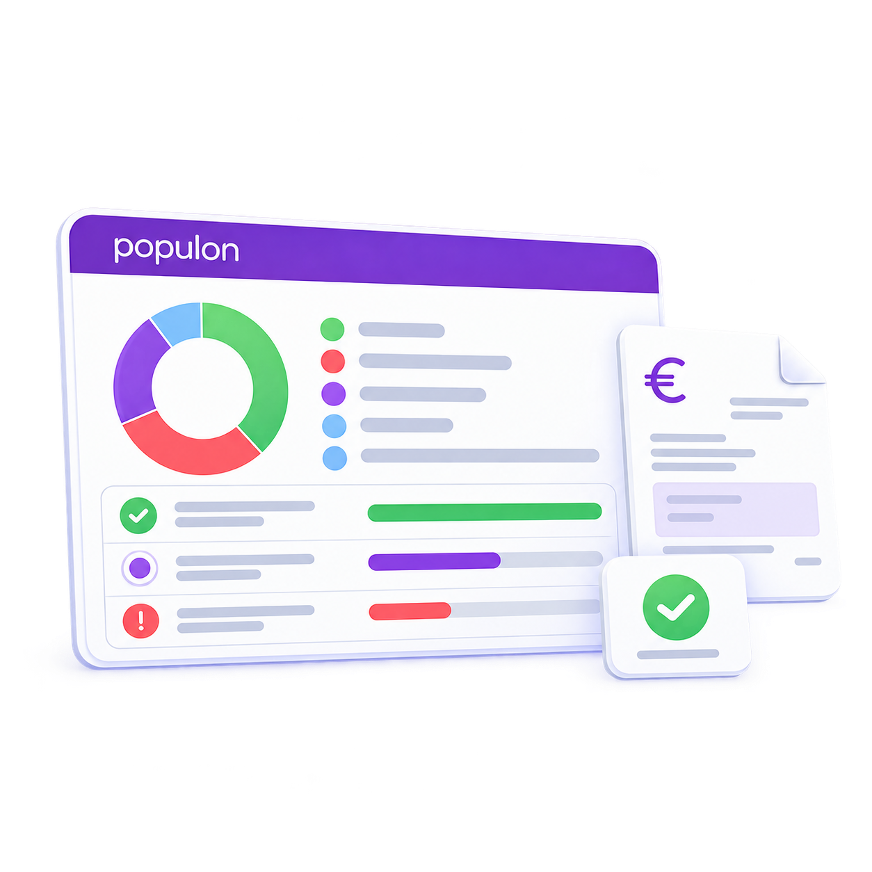 Graphic illustration of Populon tracking and payments.